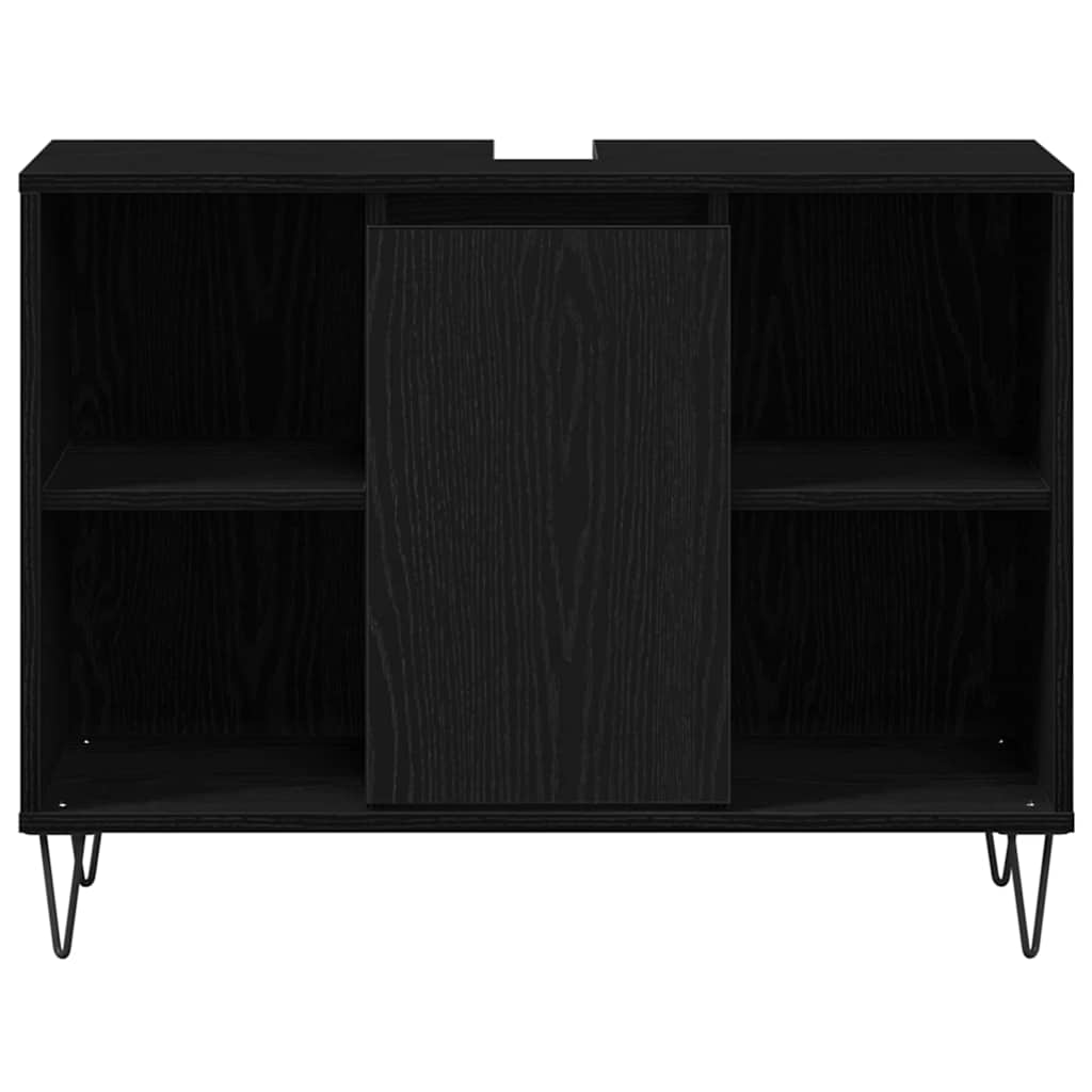 Badezimmerschrank mit Tür Schwarz 80 x 33 x 60 cm Holzwerkstoff