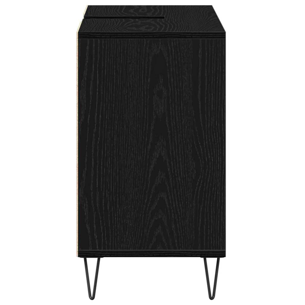 Badezimmerschrank mit Tür Schwarz 80 x 33 x 60 cm Holzwerkstoff