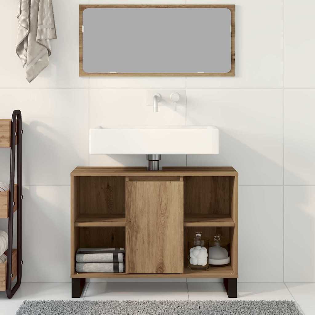 Badezimmerschrank Artisan-Eiche 80 x 33 x 60 cm Holzwerkstoff
