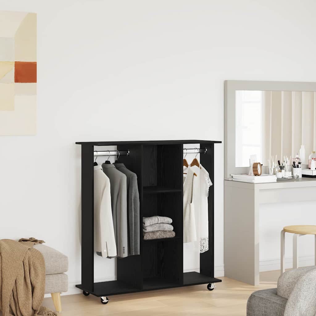 Kleiderschrank mit Regal Schwarz Eichen-Optik 102 x 38 x 110 cm