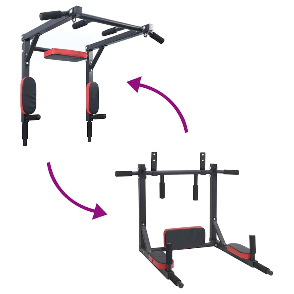Klimmzug- und Dip-Station Schwarz und Rot 89 x 59 x 70 cm