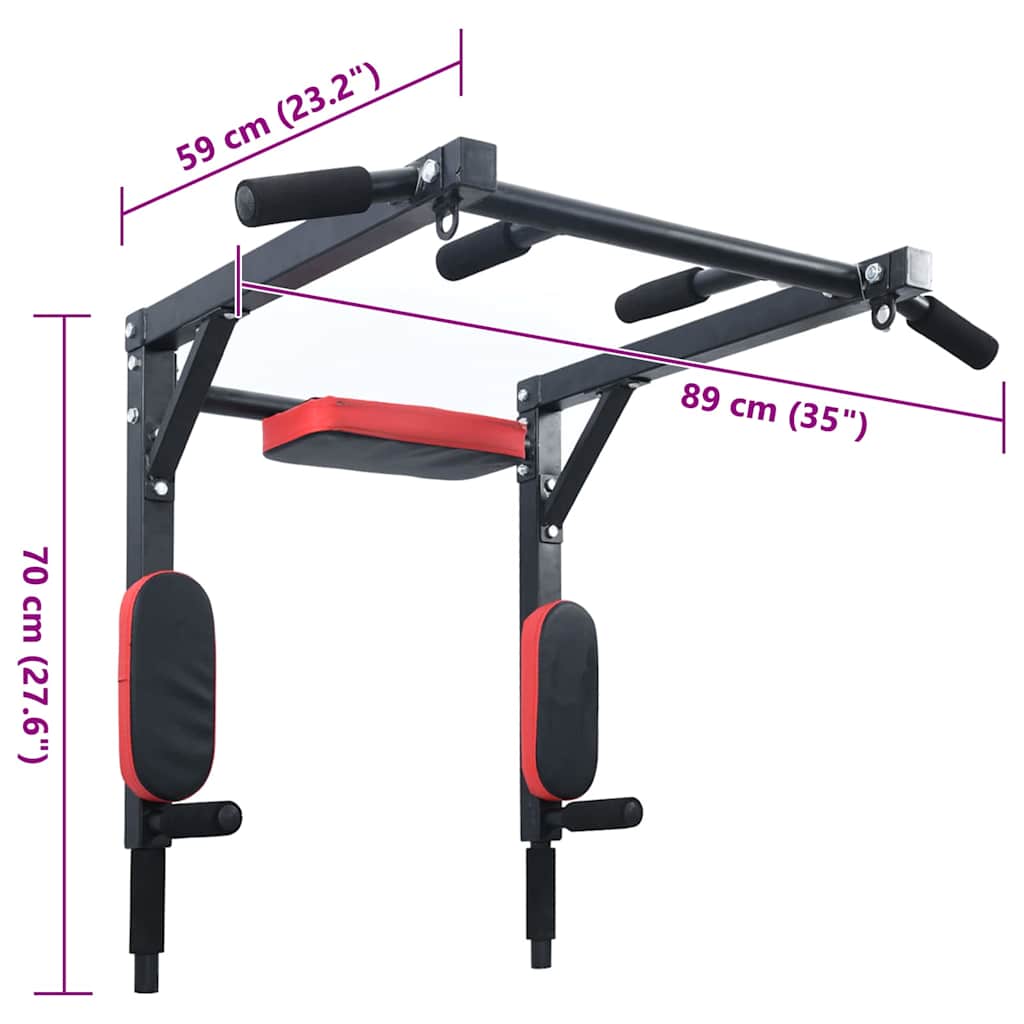 Klimmzug- und Dip-Station Schwarz und Rot 89 x 59 x 70 cm