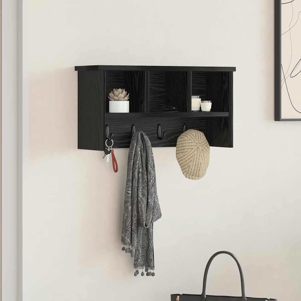 Wandmontierter nachttisch Schwarz Eichen-Optik 50 x 16 x 26 cm