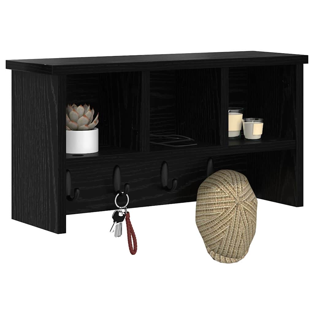 Wandmontierter nachttisch Schwarz Eichen-Optik 50 x 16 x 26 cm