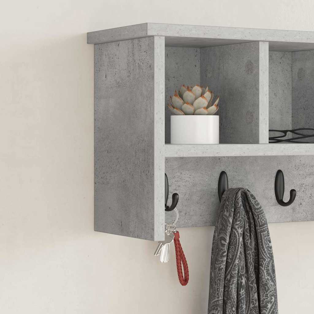 Wandmontierter nachttisch mit Regal Beton Grau 50 x 16 x 26 cm