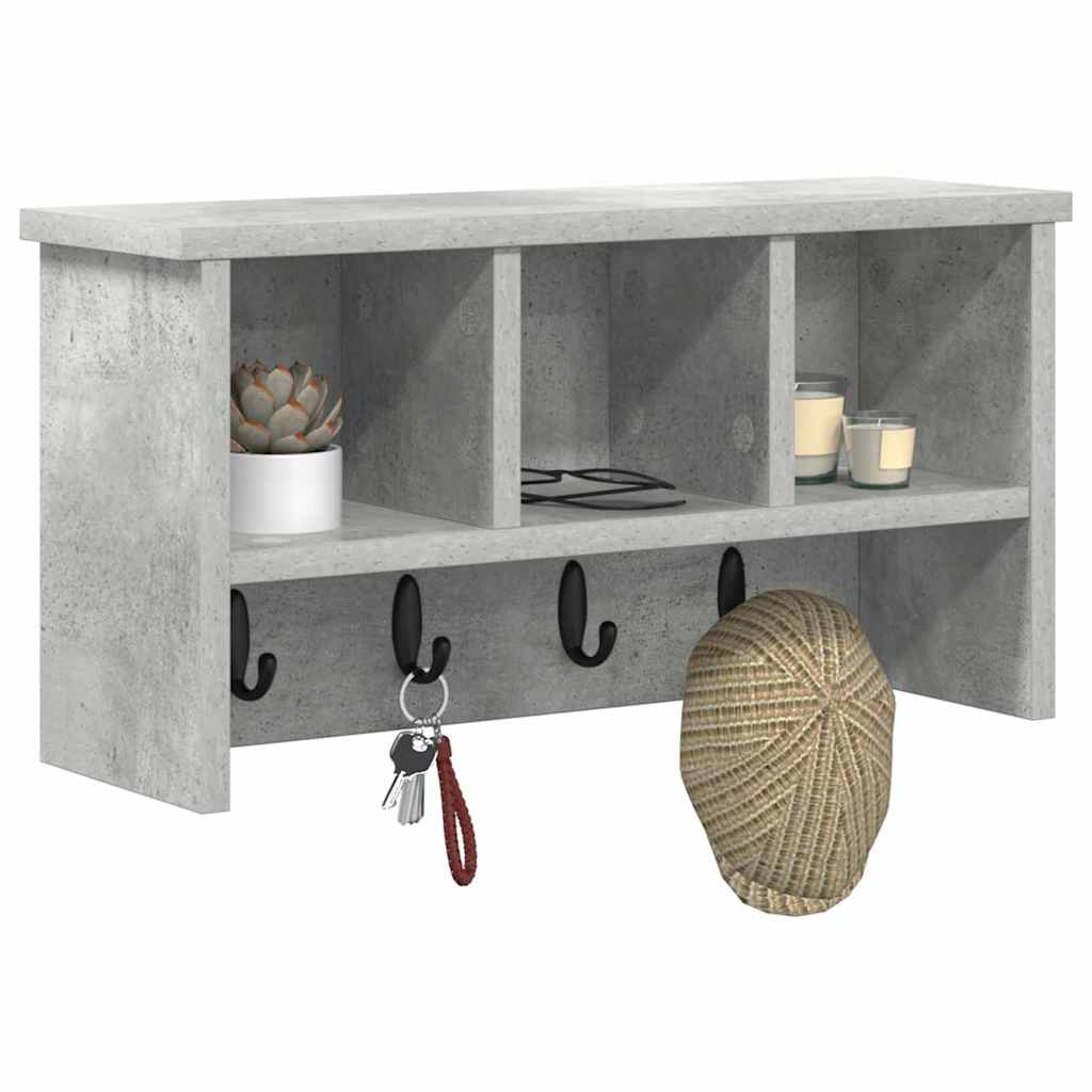 Wandmontierter nachttisch mit Regal Beton Grau 50 x 16 x 26 cm