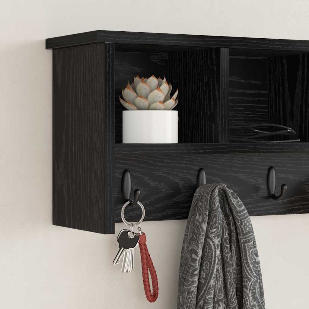 Wandmontierter nachttisch Schwarz Eichen-Optik 75 x 16 x 26 cm