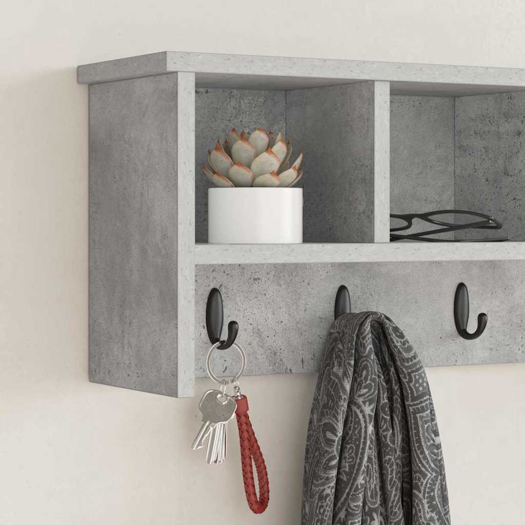 Wandmontierter nachttisch mit Regal Beton Grau 75 x 16 x 26 cm