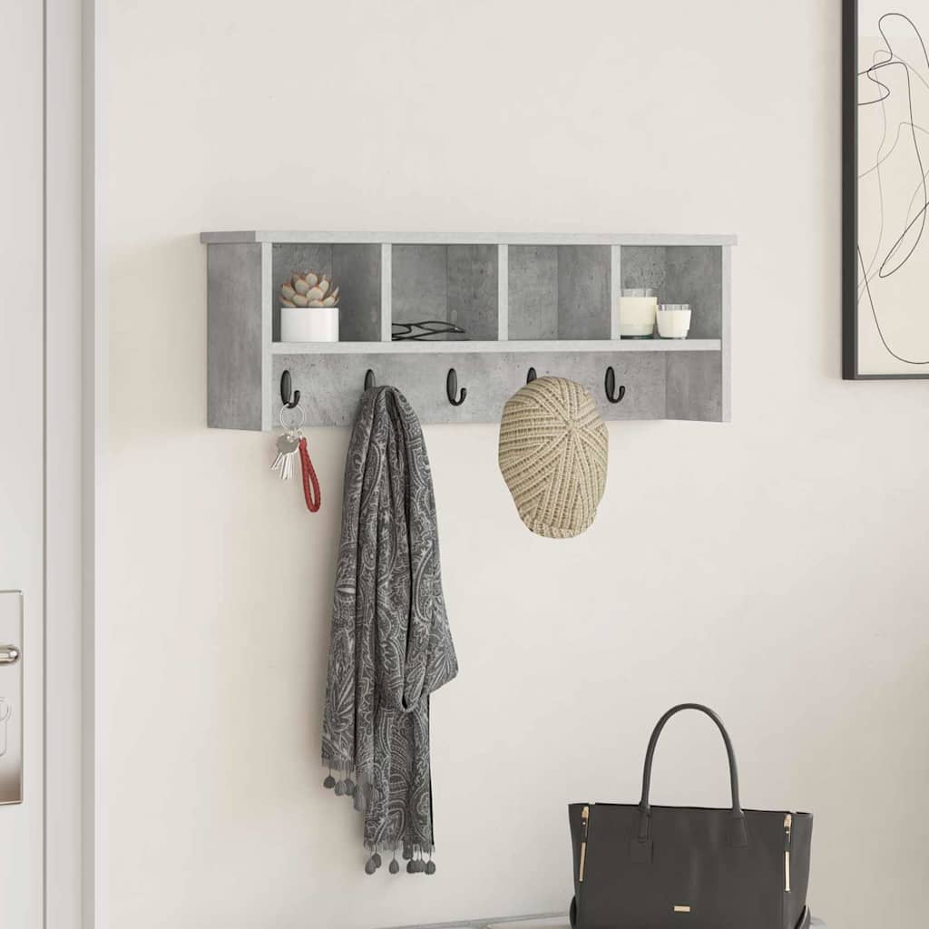 Wandmontierter nachttisch mit Regal Beton Grau 75 x 16 x 26 cm