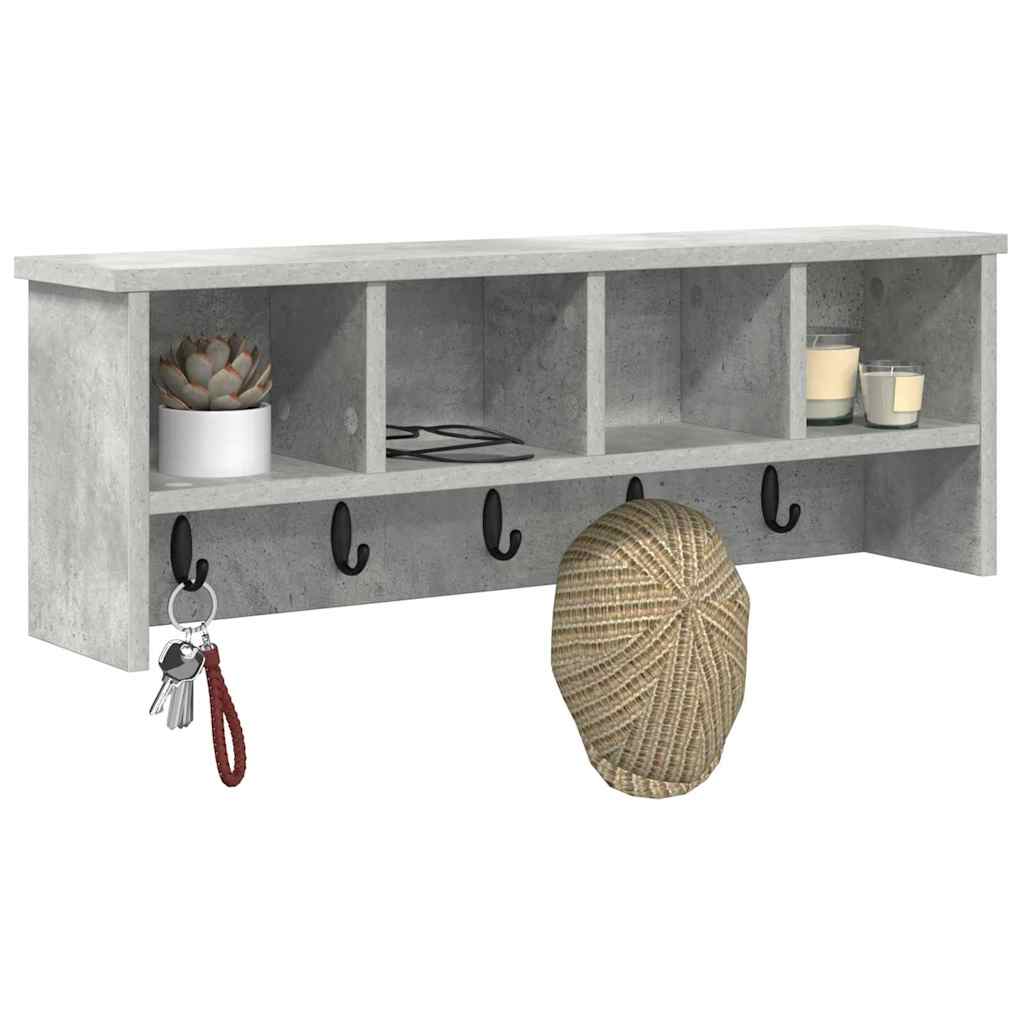 Wandmontierter nachttisch mit Regal Beton Grau 75 x 16 x 26 cm
