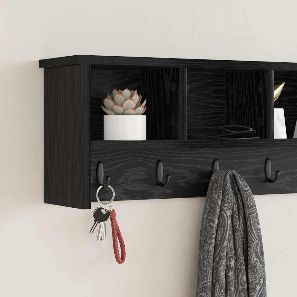 Wandmontierter nachttisch Schwarz Eichen-Optik 100 x 16 x 26 cm