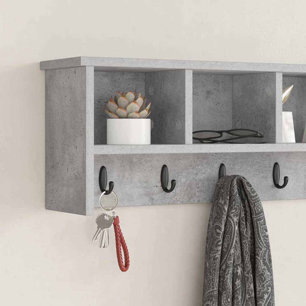 Wandmontierter nachttisch mit Regal Beton Grau 100 x 16 x 26 cm