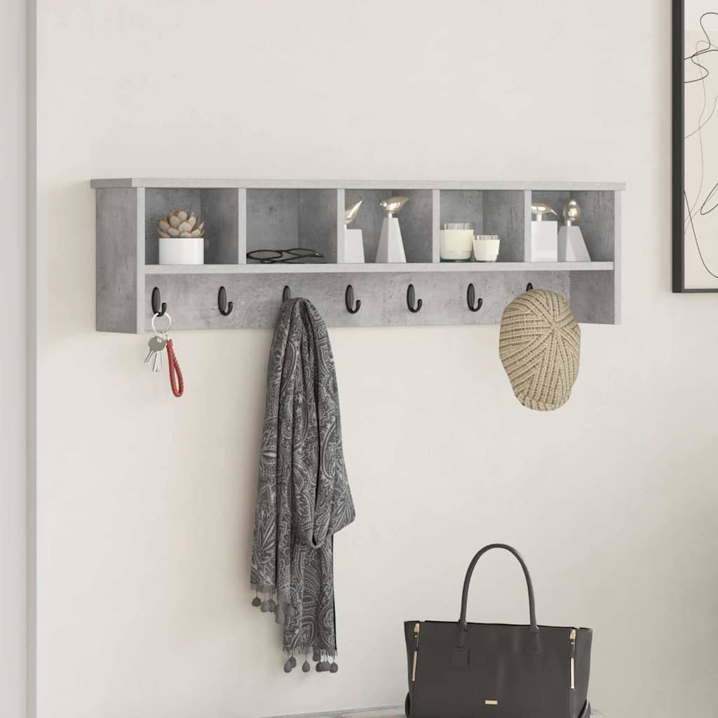 Wandmontierter nachttisch mit Regal Beton Grau 100 x 16 x 26 cm