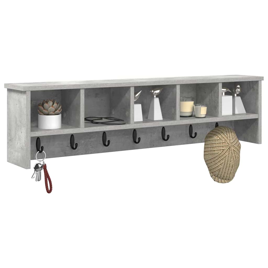 Wandmontierter nachttisch mit Regal Beton Grau 100 x 16 x 26 cm