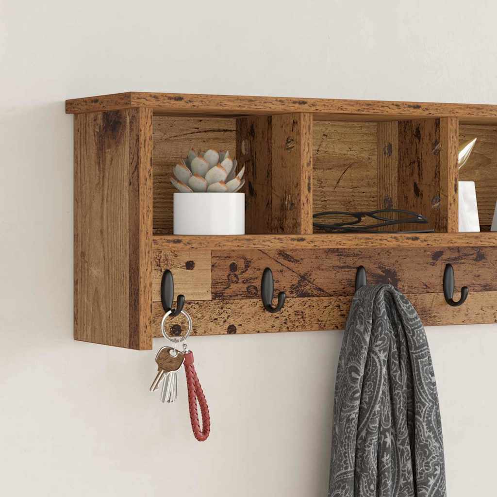 Wandmontierter nachttisch mit Regal Altholz 100 x 16 x 26 cm