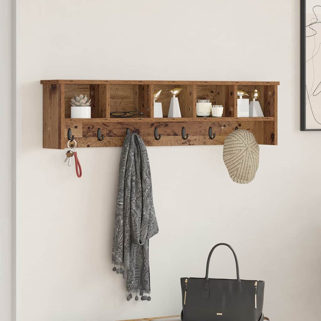 Wandmontierter nachttisch mit Regal Altholz 100 x 16 x 26 cm