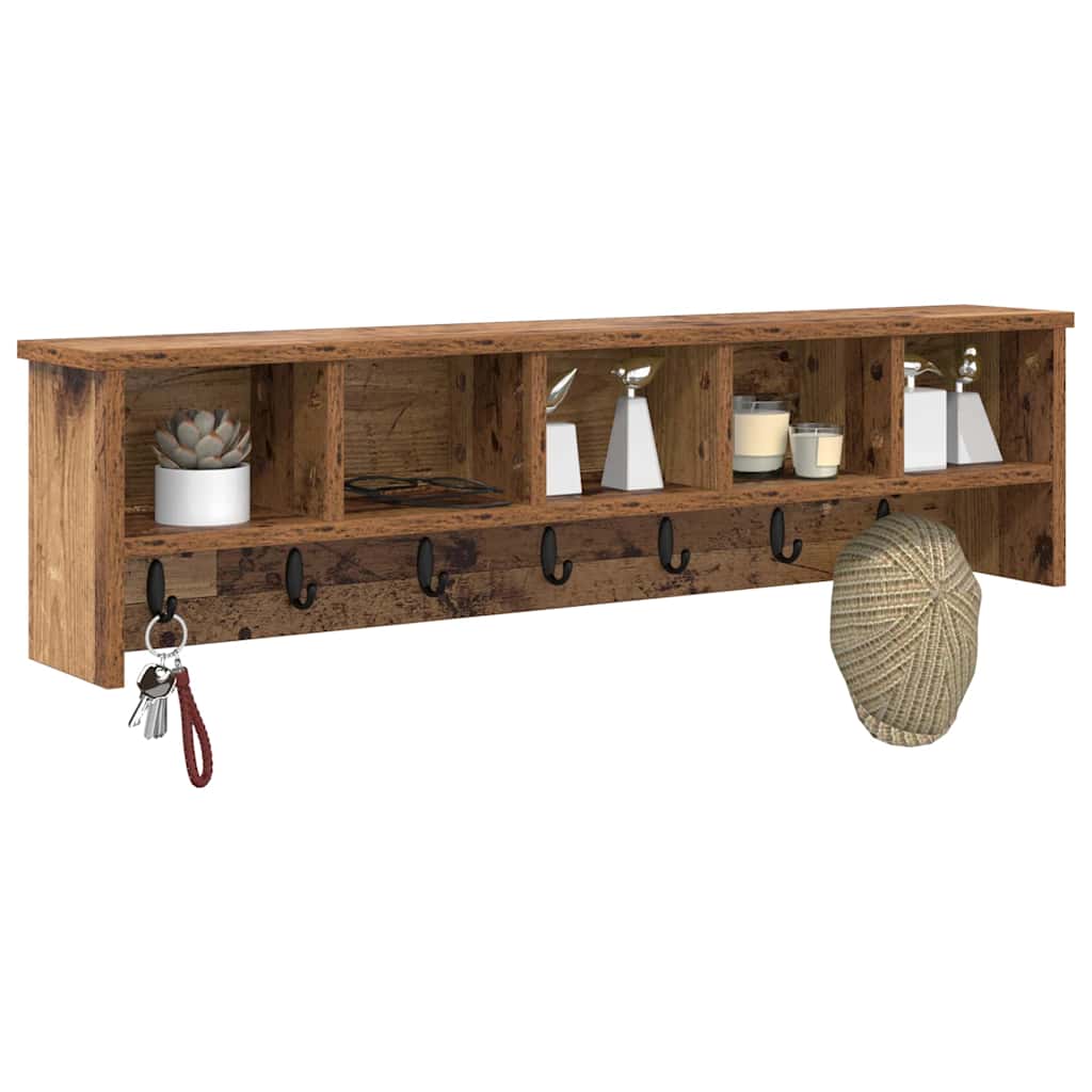 Wandmontierter nachttisch mit Regal Altholz 100 x 16 x 26 cm