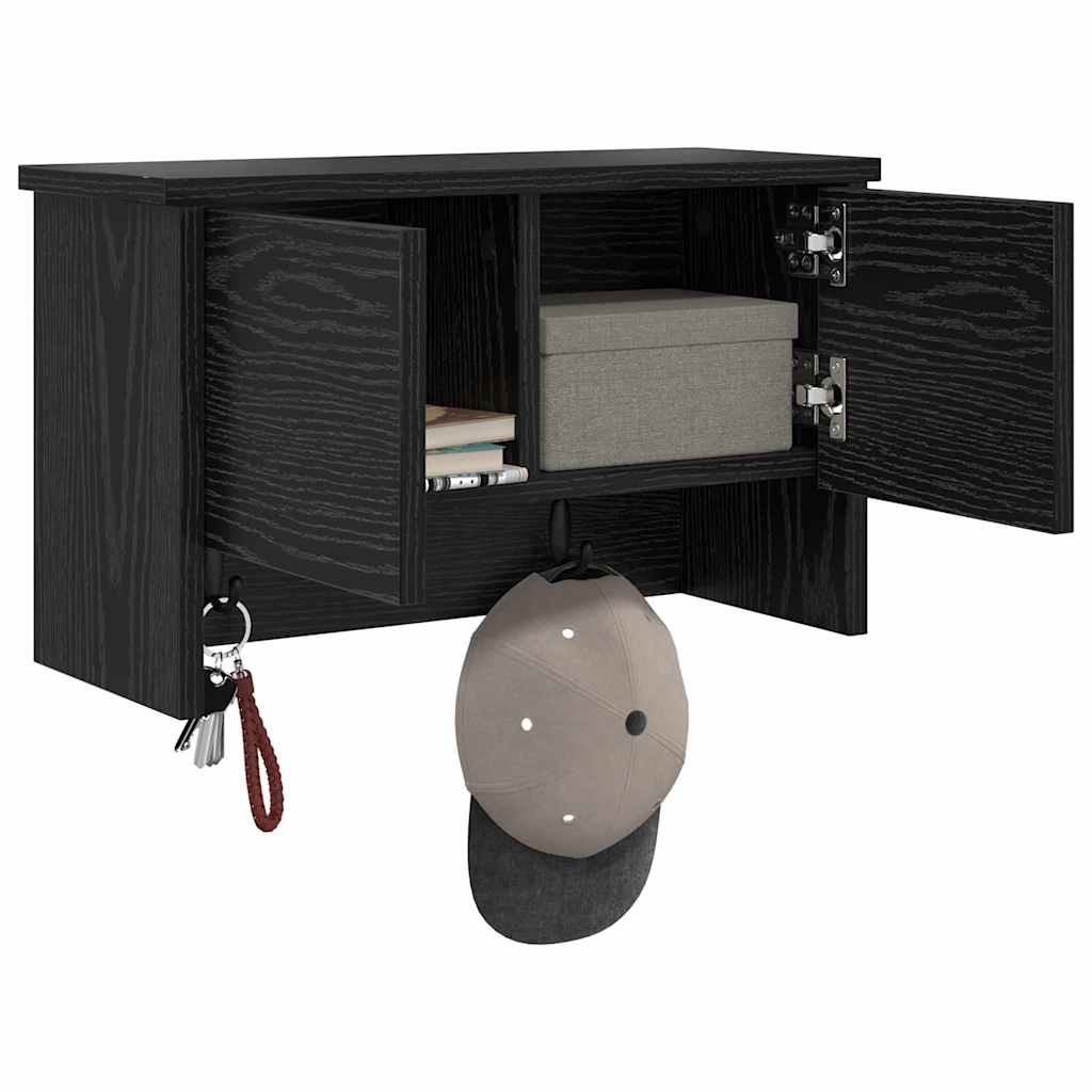 Wandmontierter nachttisch Schwarz Eichen-Optik 50 x 20 x 30 cm