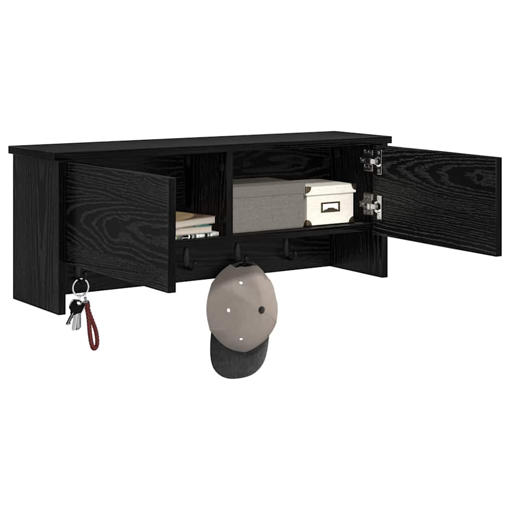 Wandmontierter nachttisch Schwarz Eichen-Optik 80 x 20 x 30 cm