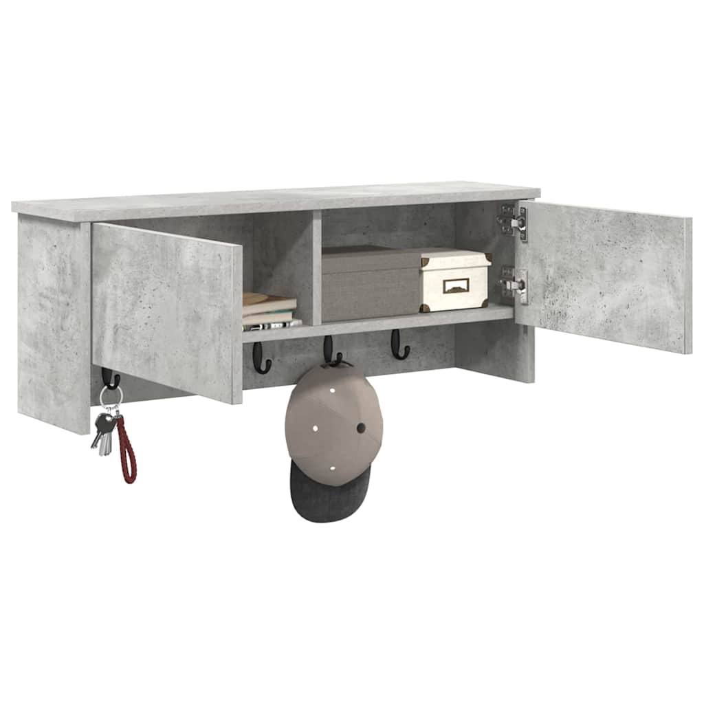 Wandmontierter nachttisch mit Regal Beton Grau 80 x 20 x 30 cm