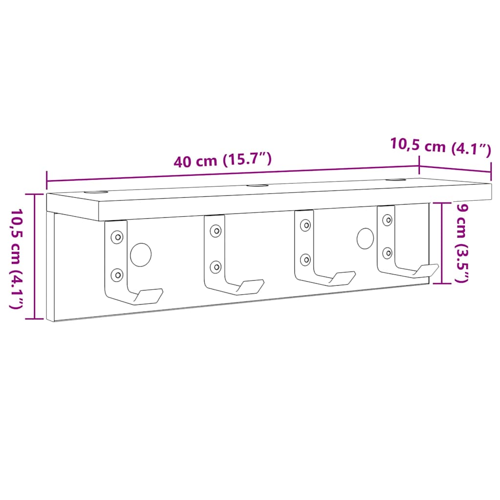 Wandmontierter nachttisch Altholz 40 x 10,5 x 10,5 cm