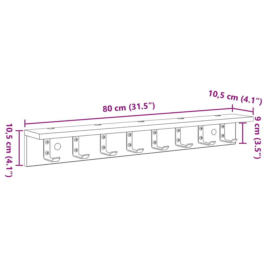 Wandmontierter nachttisch Altholz 80 x 10,5 x 10,5 cm