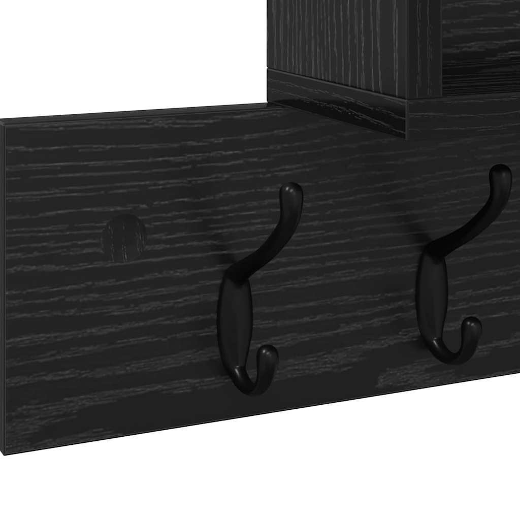 Wandmontierter nachttisch mit Regal Schwarz Eichen-Optik