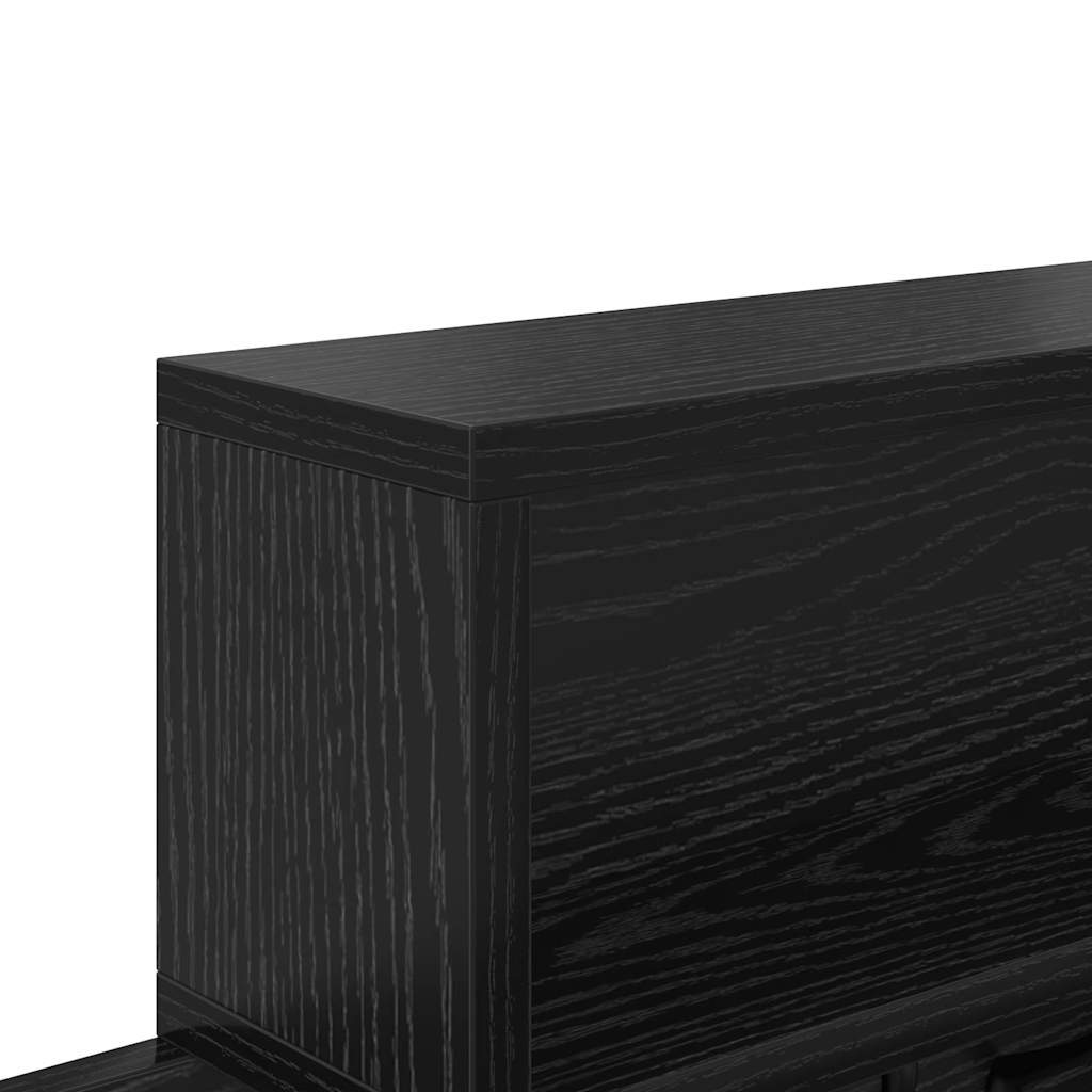 Wandmontierter nachttisch mit Regal Schwarz Eichen-Optik