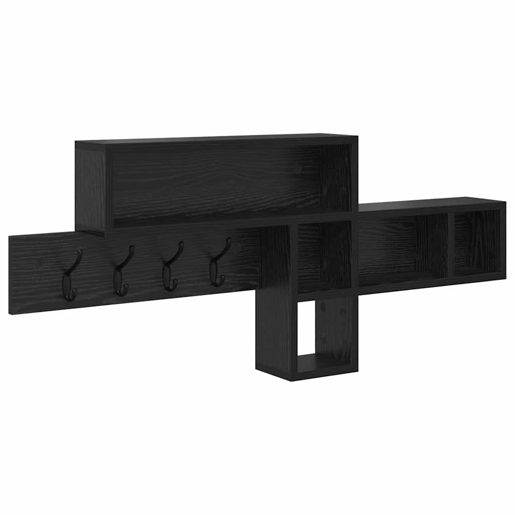 Wandmontierter nachttisch mit Regal Schwarz Eichen-Optik