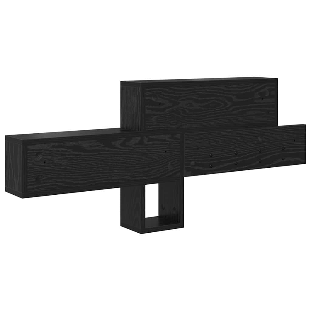 Wandmontierter nachttisch mit Regal Schwarz Eichen-Optik