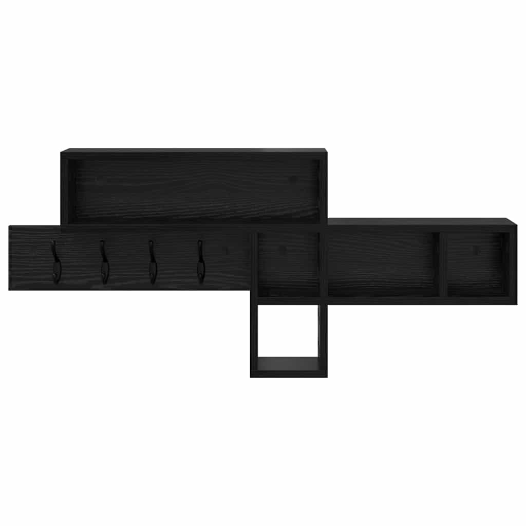 Wandmontierter nachttisch mit Regal Schwarz Eichen-Optik