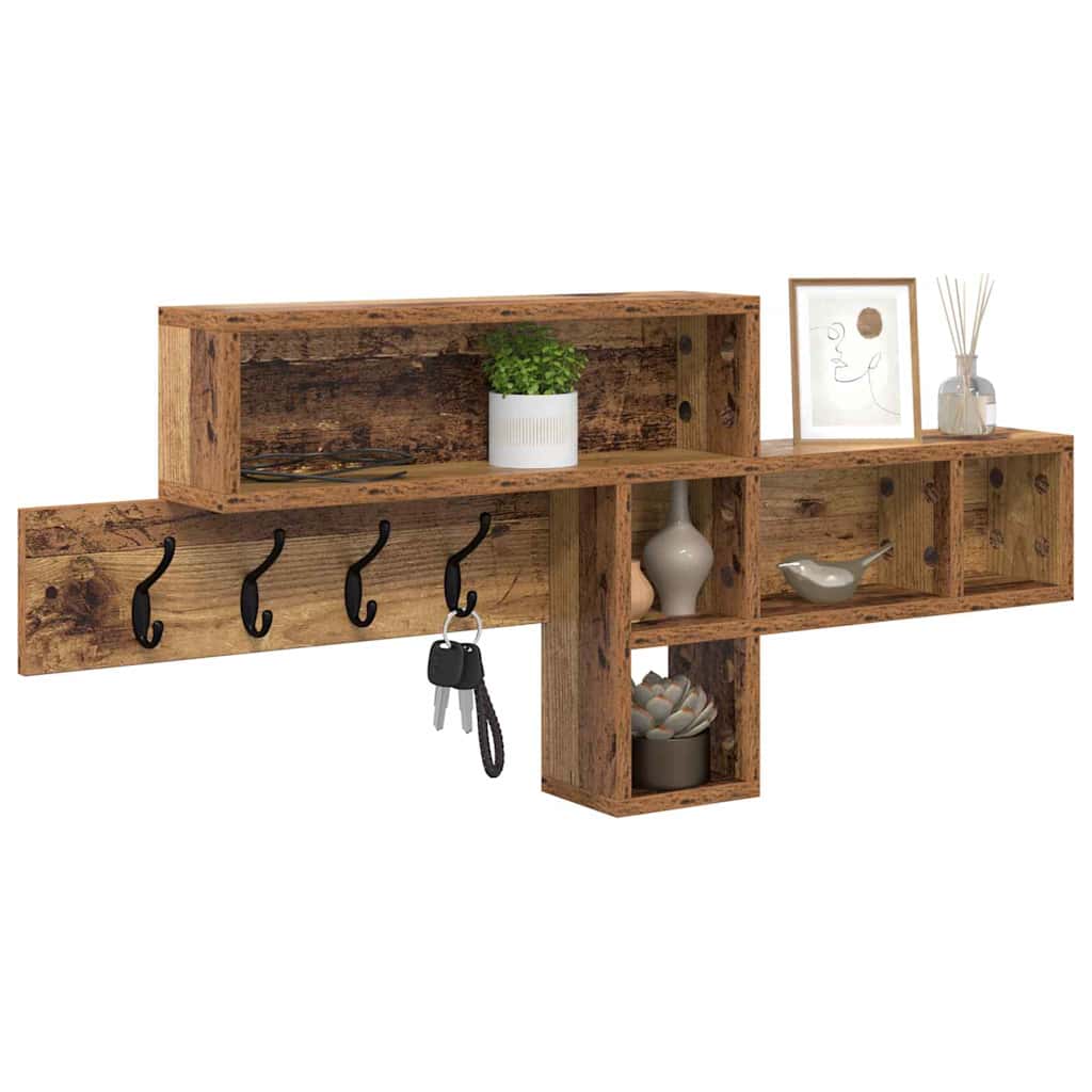 Wandmontierter nachttisch mit Regal Altholz 100 x 12 x 43,5 cm