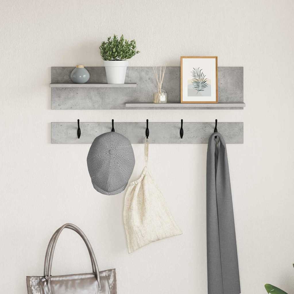 Wandmontierter nachttisch mit Regal Beton Grau 90 x 15 x 36 cm