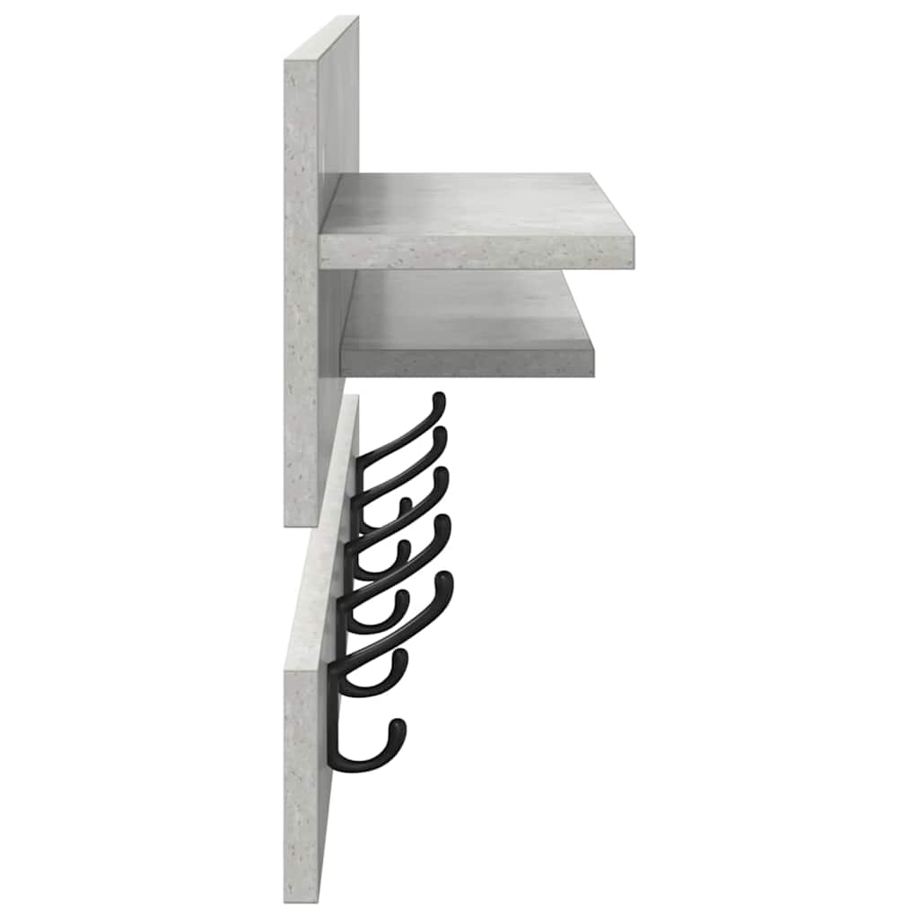 Wandmontierter nachttisch mit Regal Beton Grau 90 x 15 x 36 cm
