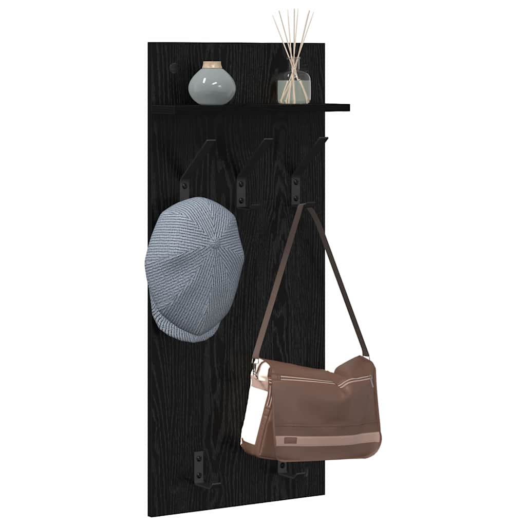 Wandmontierter nachttisch Schwarz Eichen-Optik 40 x 10 x 90 cm