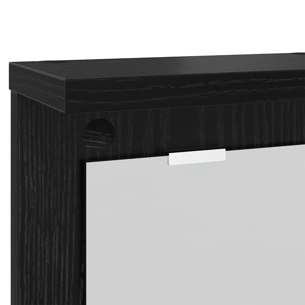 Wandmontierter Kleiderständer mit Regal Schwarz Eichen-Optik