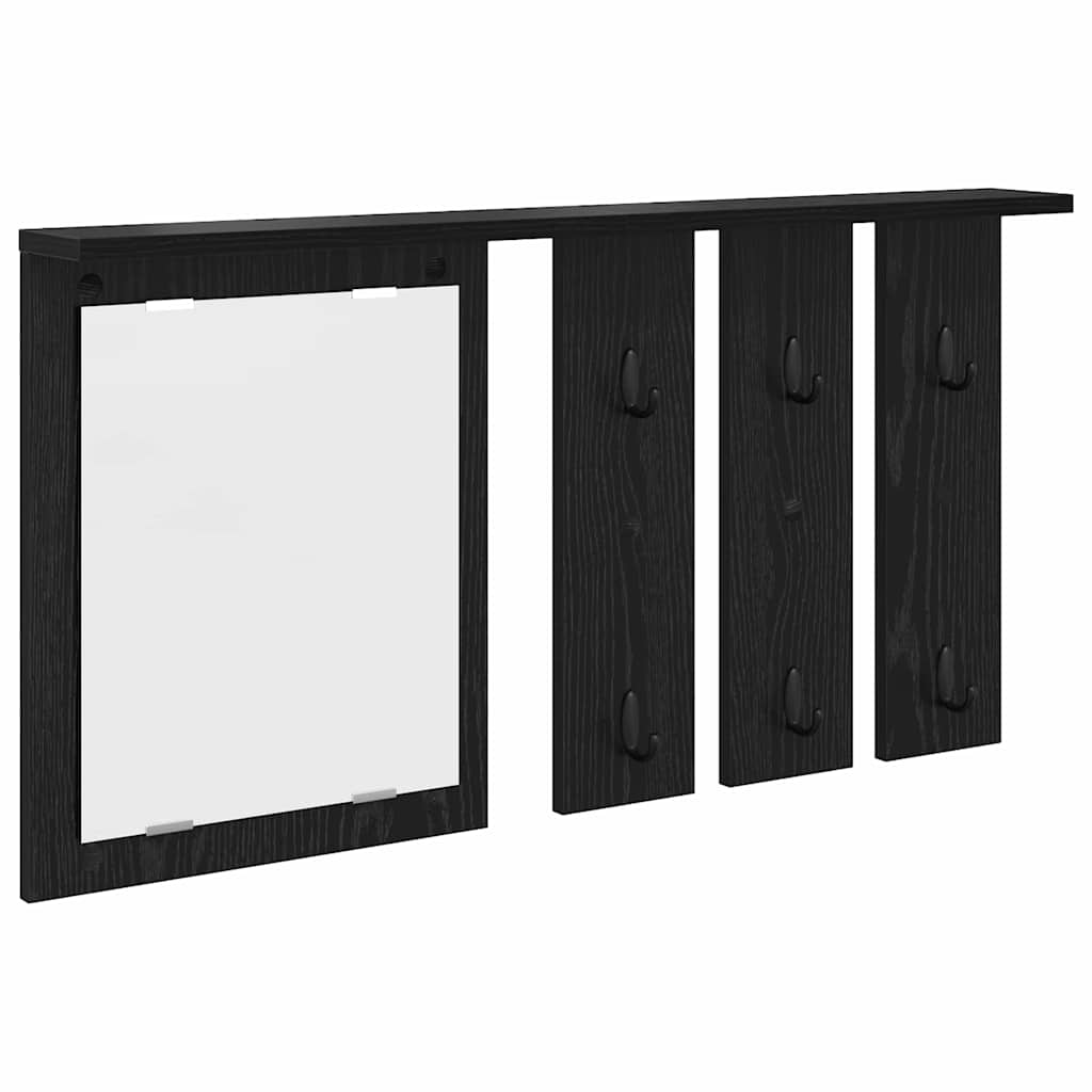 Wandmontierter Kleiderständer mit Regal Schwarz Eichen-Optik