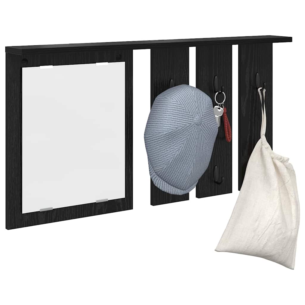 Wandmontierter Kleiderständer mit Regal Schwarz Eichen-Optik