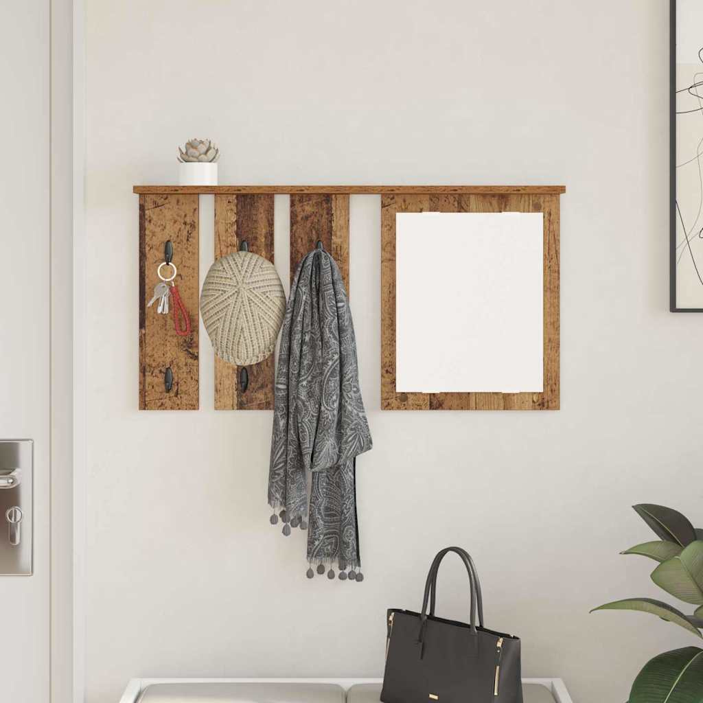 Wandmontierter Kleiderständer mit Regal Altholz 85 x 10 x 45 cm
