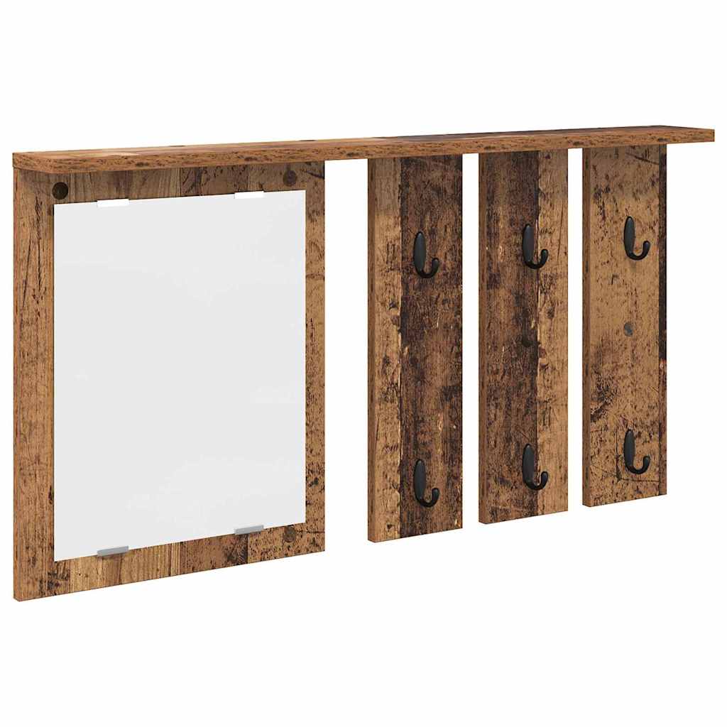 Wandmontierter Kleiderständer mit Regal Altholz 85 x 10 x 45 cm