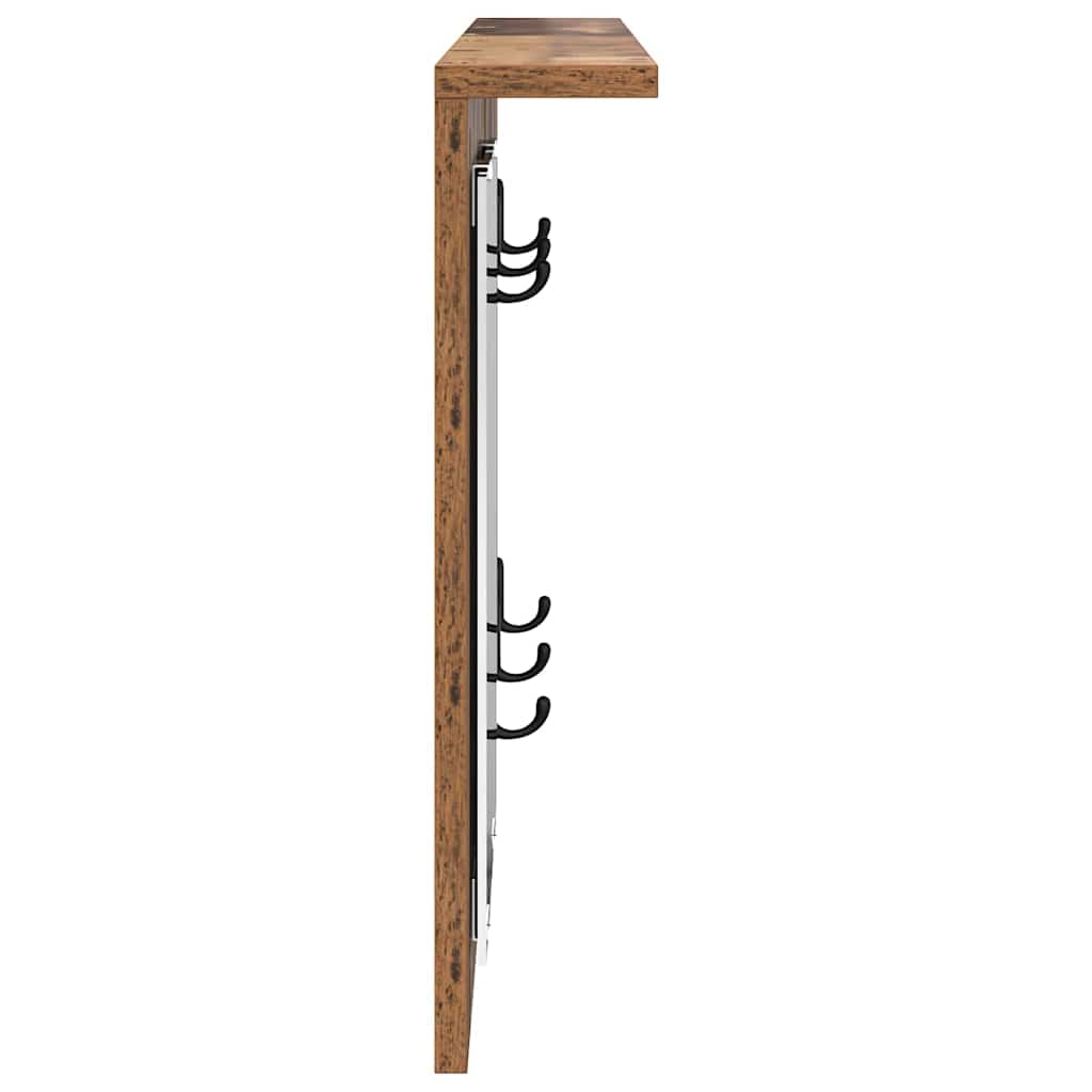 Wandmontierter Kleiderständer mit Regal Altholz 85 x 10 x 45 cm