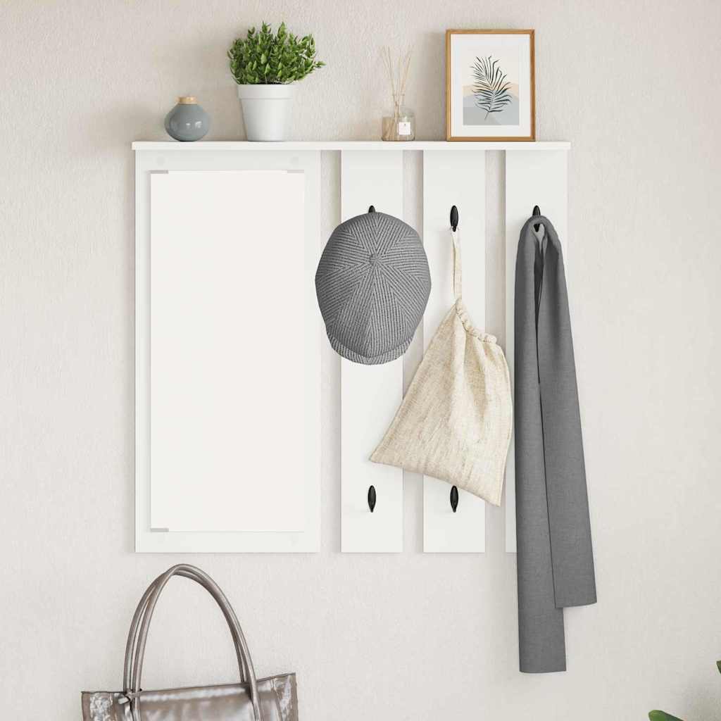 Wandmontierter Kleiderständer mit Regal Weiß 84 x 10 x 80 cm