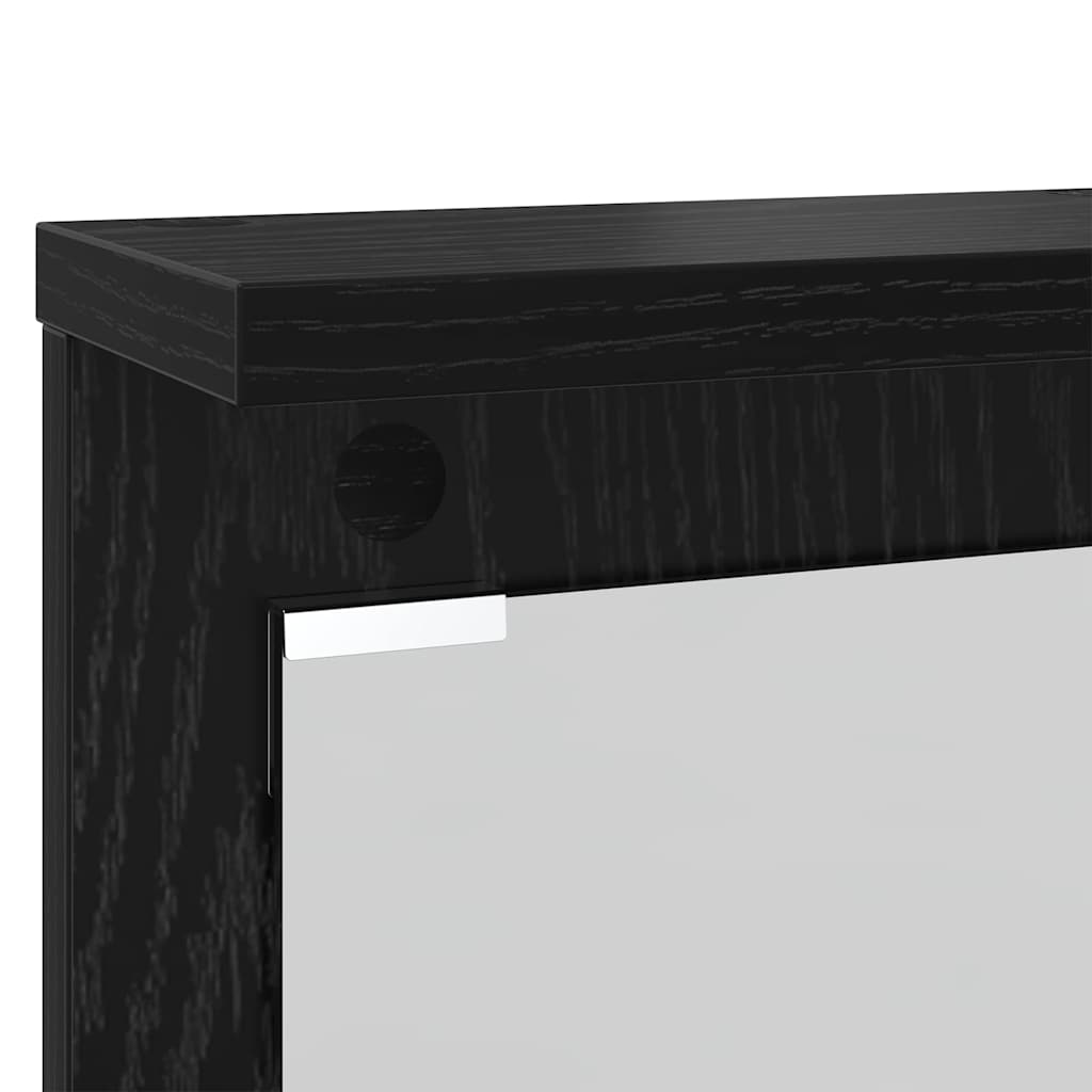 Wandmontierter Kleiderständer mit Regal Schwarz Eichen-Optik