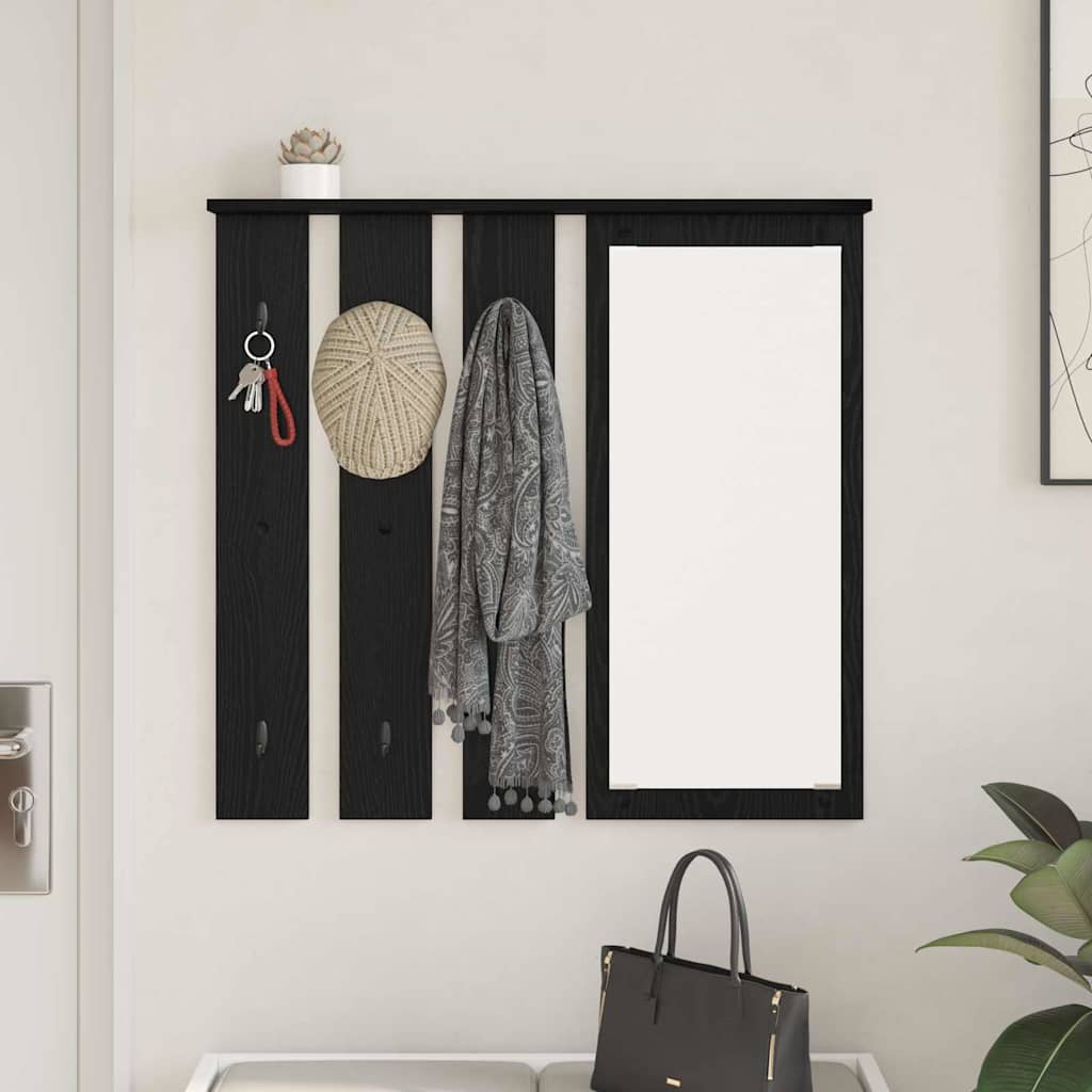 Wandmontierter Kleiderständer mit Regal Schwarz Eichen-Optik