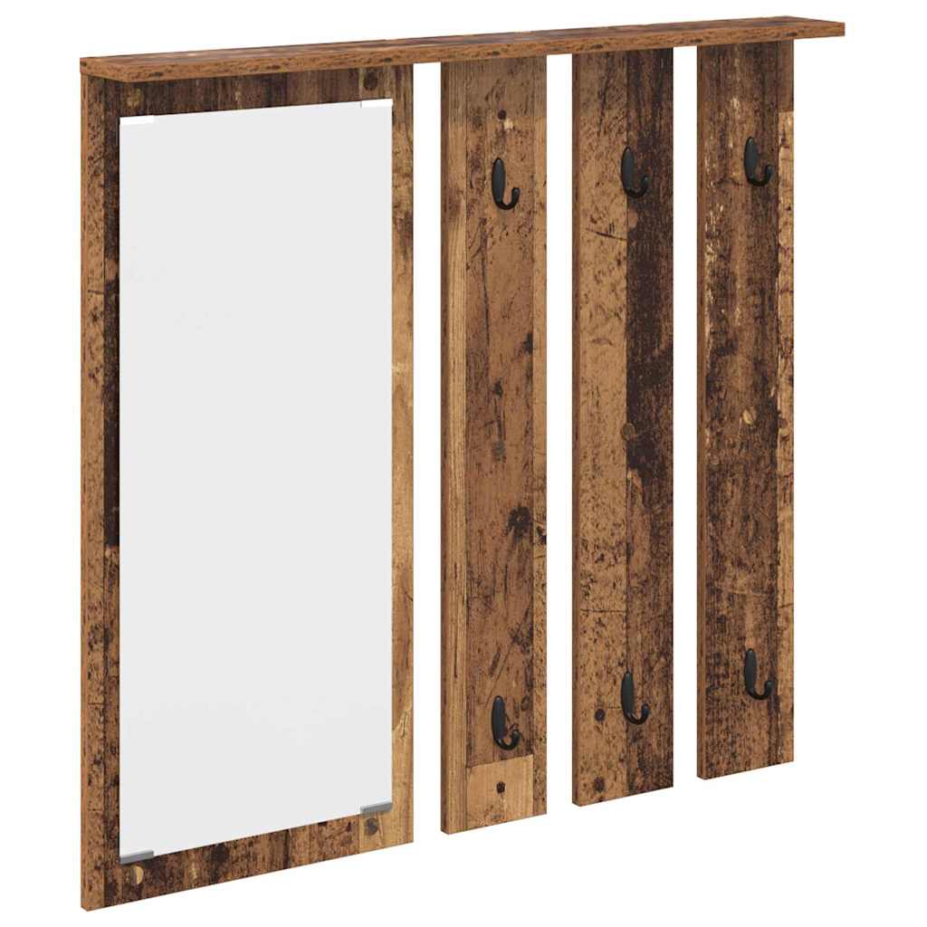 Wandmontierter Kleiderständer mit Regal Altholz 84 x 10 x 80 cm