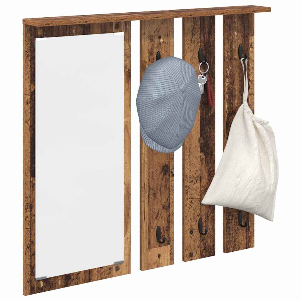 Wandmontierter Kleiderständer mit Regal Altholz 84 x 10 x 80 cm