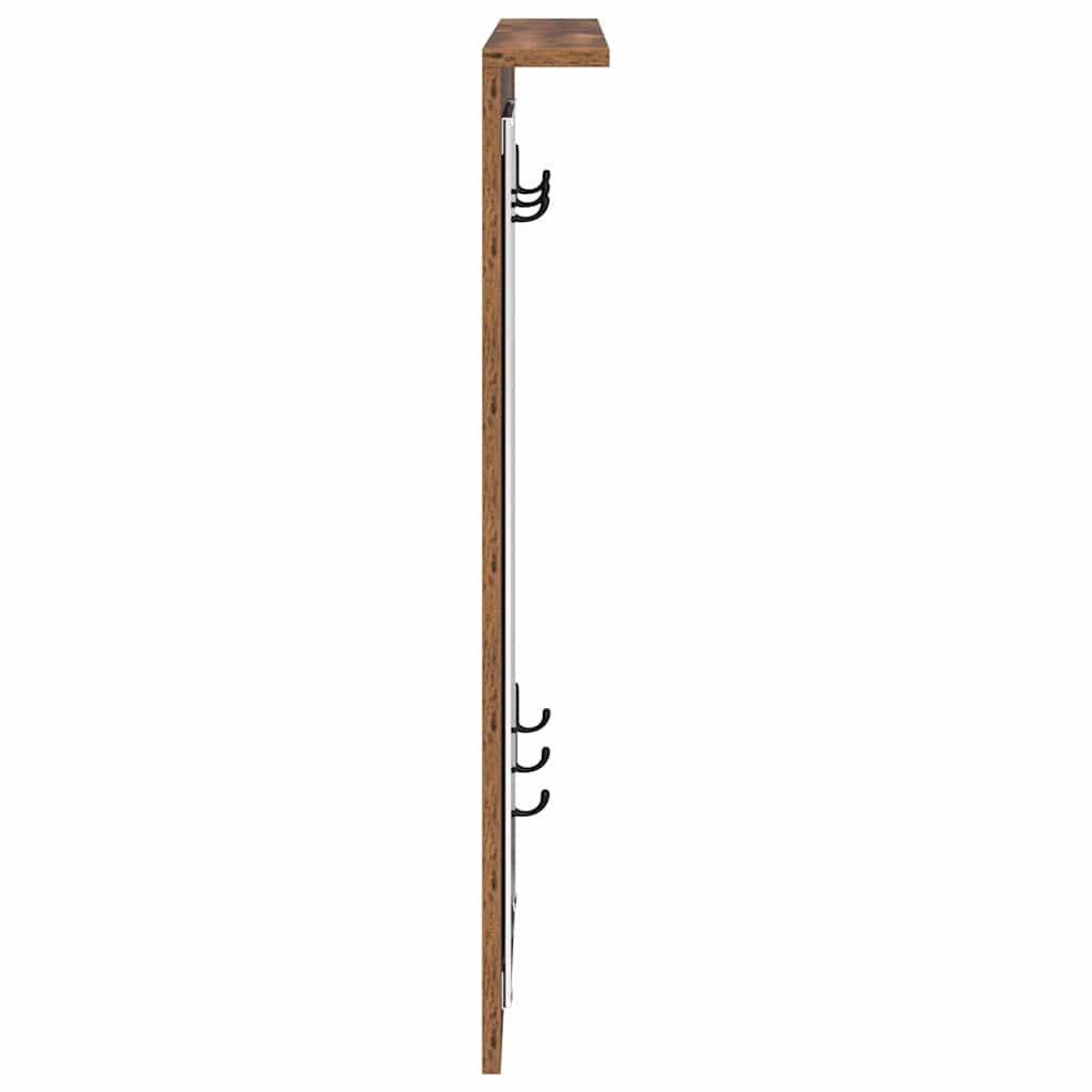 Wandmontierter Kleiderständer mit Regal Altholz 84 x 10 x 80 cm