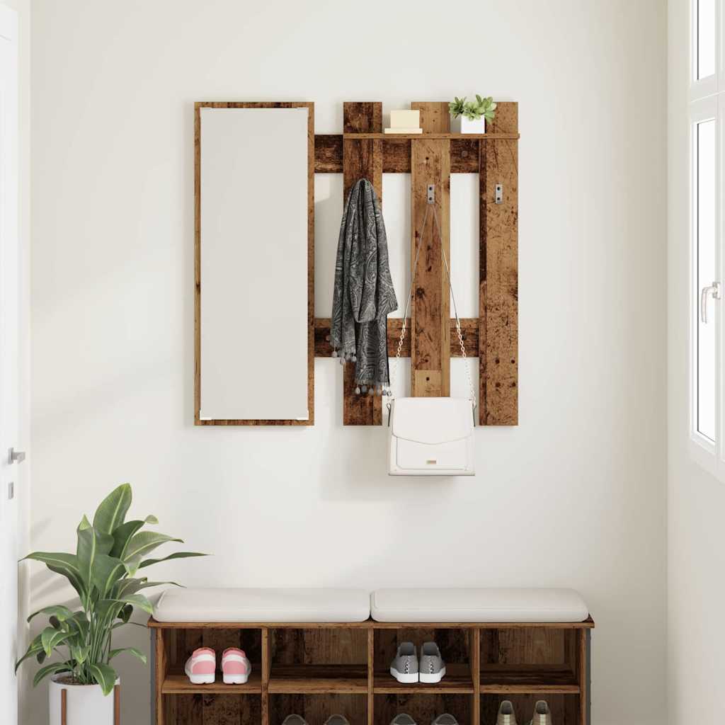 Wandmontierter nachttisch mit Spiegel Altholz 100 x 10 x 100 cm