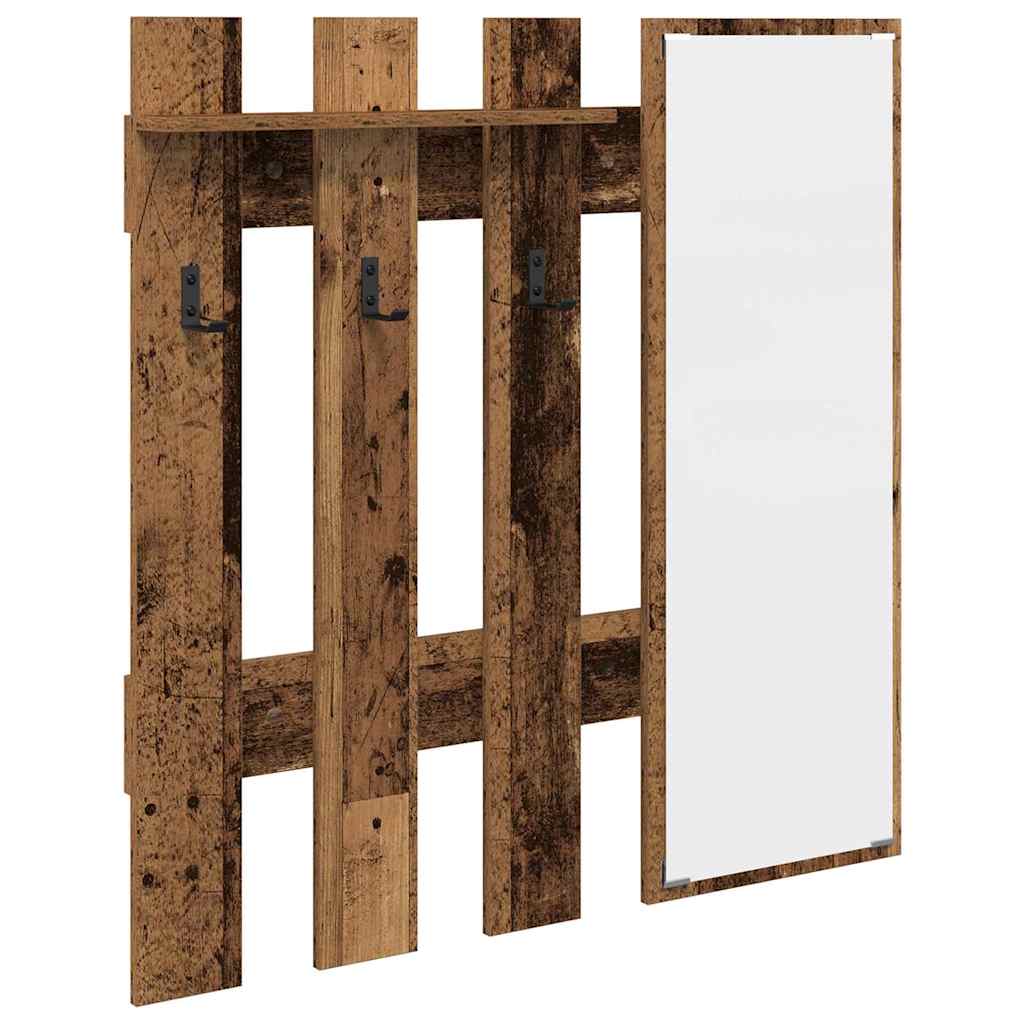 Wandmontierter nachttisch mit Spiegel Altholz 100 x 10 x 100 cm