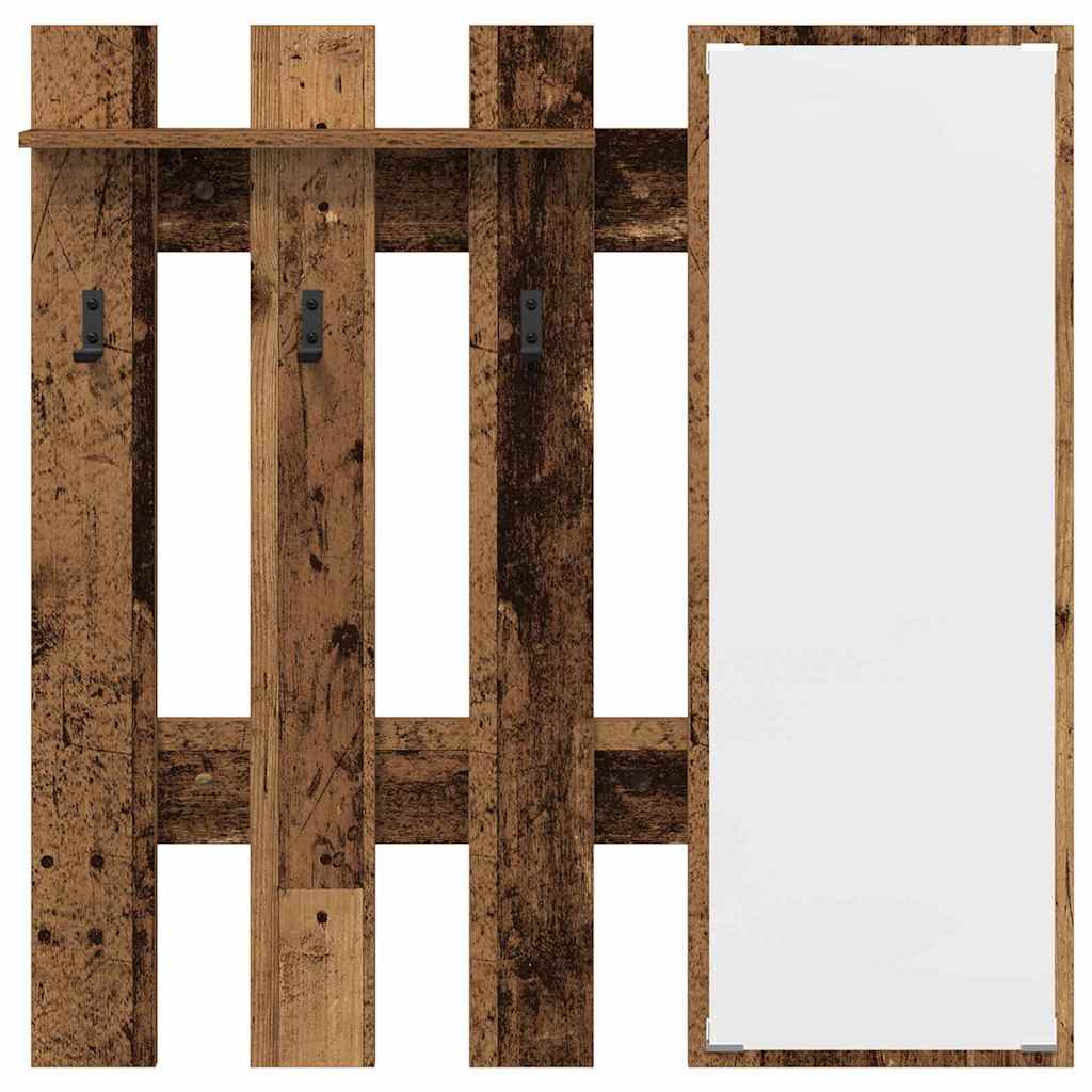Wandmontierter nachttisch mit Spiegel Altholz 100 x 10 x 100 cm